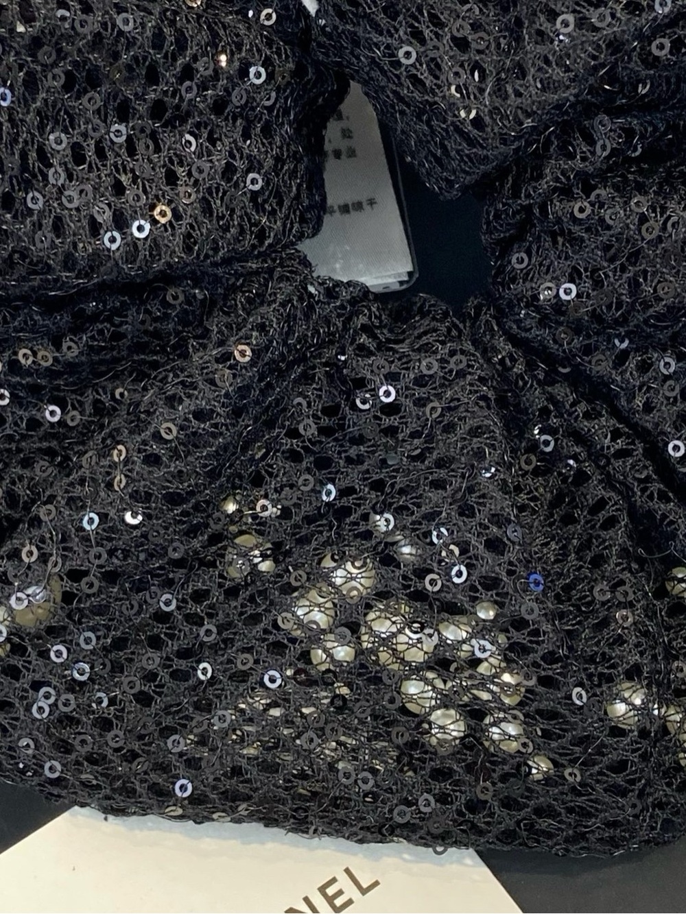 Black Sequin Mesh Scrunchie - Women Accessories - Picture 2 of 3